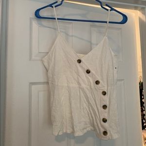 American Eagle AE White Summer Tank w/ buttons (M)